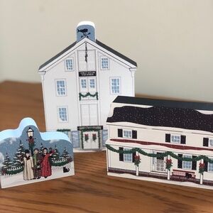 Festive Village Wooden Holiday Decor Set